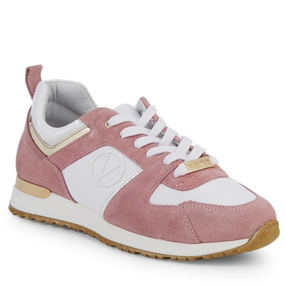 Valentino Shoes - ❤️ $439 Valentino V-logo Iris Suede Pink Sneakers